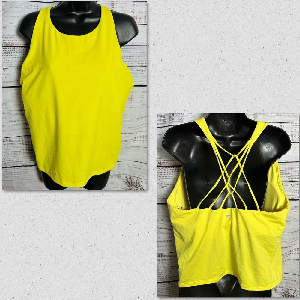 Fabletics yellow cross cross tank top size 2x